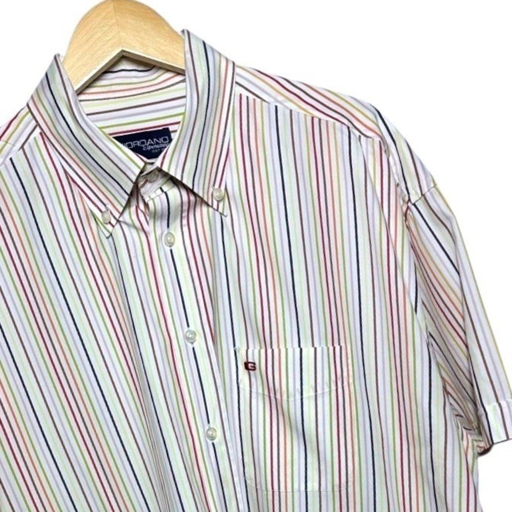 GIORDANO‎ Experience Men's XXL Short Sleeve Button Down Multi Stripe Shirt